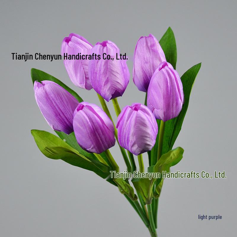 7-Head Artificial Tulip Bouquet Desktop Arrangement for Weddings & Performances