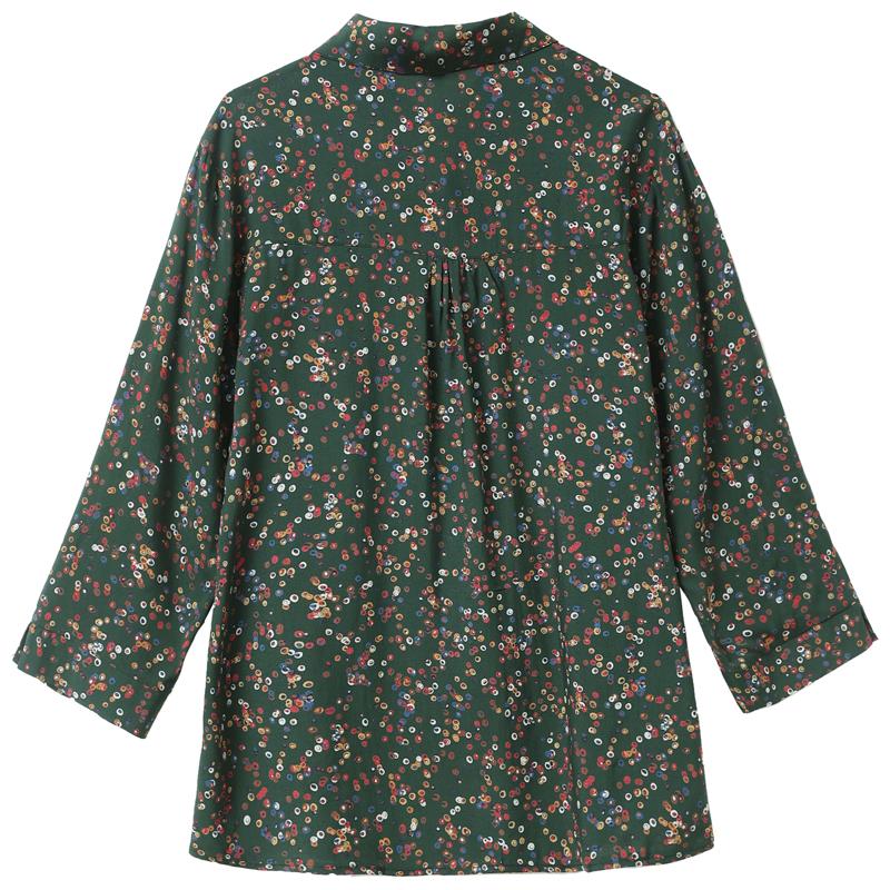 Plus Size XL-7XL Women's Elegant Blouses  Casual Loose Vintage Print Summer Long Sleeve Top Female Shirt