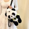 Plush Police Panda Backpack With Cartoon Pattern Adjustable Shoulder Bag Straps