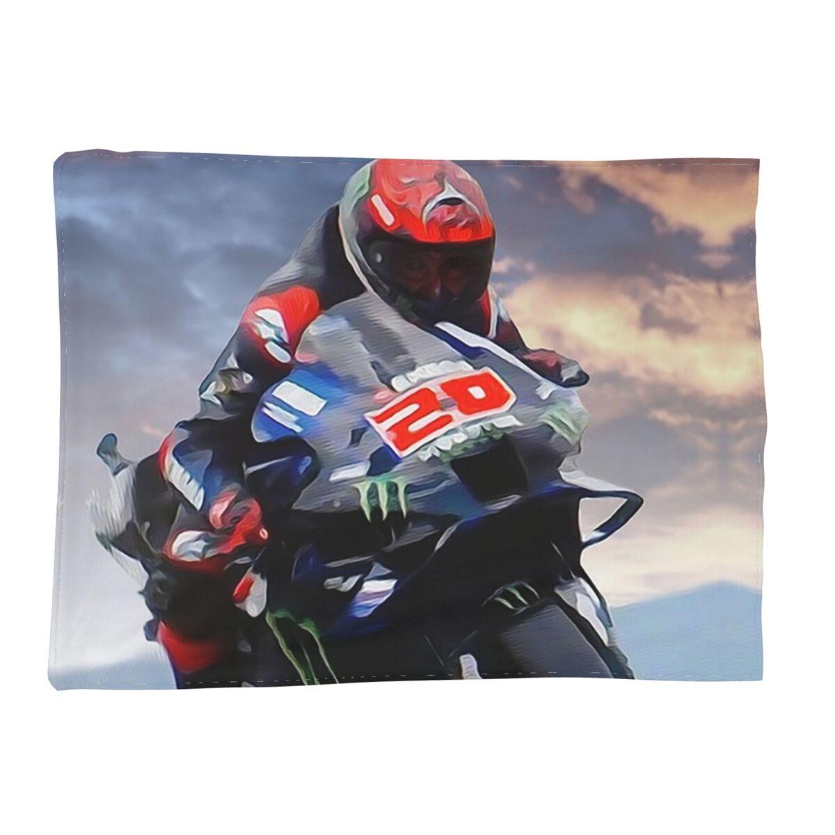 Fabio Quartararo French Motorcycle Racer Blanket Soft Warm Flannel Throw Blanket Bedding for Bed Living room Picnic Travel Couch Size: 75*100cm, Weight: 230 GSM