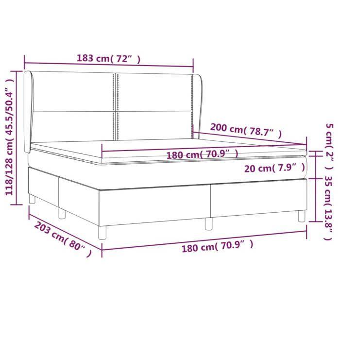 3127905 vidaXL Lit à sommier tapissier avec matelas Taupe 180x200 cm Tissu