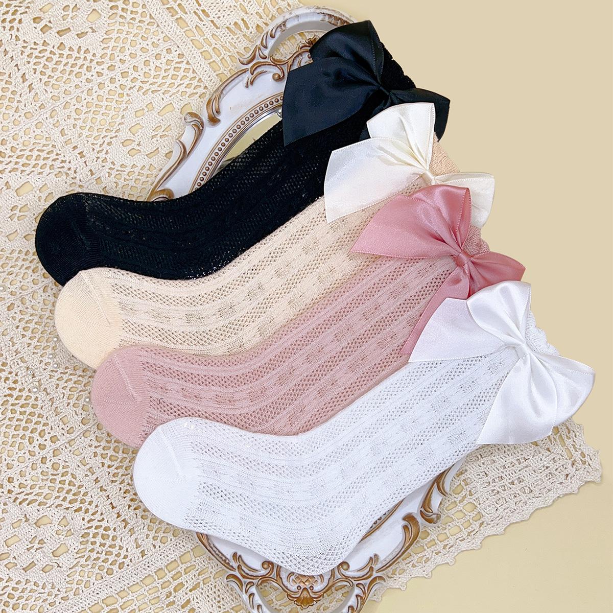

4pairs Baby Girl Bow Decor Anti-Mosquio Socks One Size
