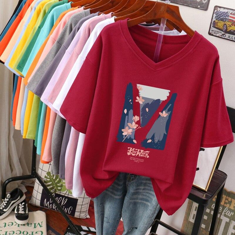 

Женские футболки, футболки больших размеров, 100% хлопок, футболка больших размеров, летние топы, футболки с принтом в японском стиле с круглым вырезом L-5XL, футболка с коротким рукавом для женщин XL бордовый