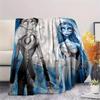 1Pc Corpse Bride Cartoon Print Flannel Blanket, High Quality Comfortable for All Seasons, Home Decor, Warmth and Comfort, Perfect for Gifts