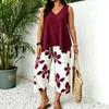 European and American cross-border TK Amazon Temu hot sale 2026 summer sleeveless V-neck top wide-leg cropped pants two-piece set