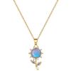 Colorful Sunflower Light Luxury Temperament Gorgeous Full Diamond Necklace Female Versatile Collarbone Chain Titanium Steel Chain