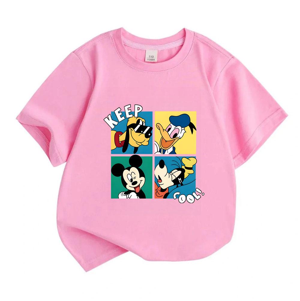 Kids Boys Girls Crew Neck Short Sleeve 100% Cotton T-Shirt, Cartoon Cute Animal Printed Casual Loose Tee Top for Daily Wear Summer Outfits