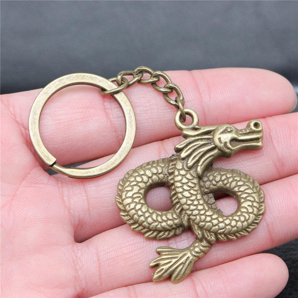 Anime Dragon Snake Oriental Keychain for Office Workers Fashion Casual Gift for Kids Retro School Charm