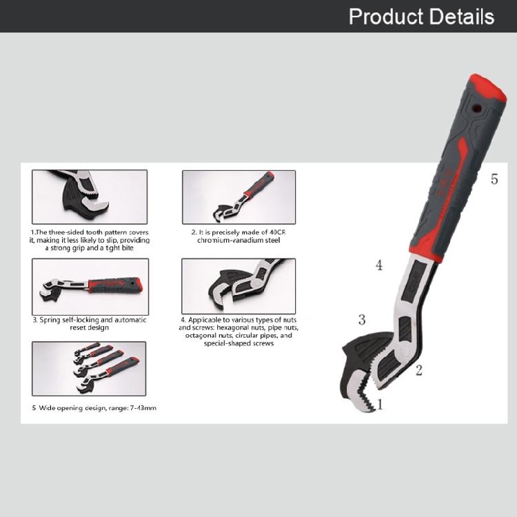 Multipurpose Auto Tightening Adjustable Wrench Industrial Grades Steel For Professional Workshops And Garage Toolkit