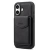DENIOR D19 For iPhone 16 Magnetic Case Leather+PC+TPU Cover with Detachable Card Bag