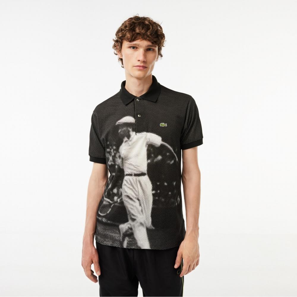

LACOSTE Мужские Ren Digital Graphic Black and White Print Pique PH3449 53N 031