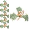 6pcs Napkin Rings Christmas Table Decor Berry Leaf Design Serviette Clasps For Party Dining Home Xmas Decoration