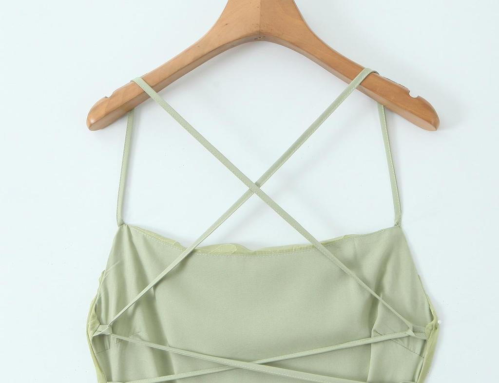 French Lace Cross-Strap Backless Summer Dress - Elegant and Slimming Waist-Cinched Design