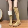 Thick Soled Knee High Boots 2024 Autumn and Winter New Versatile Warm and Plush Casual Women's Boots for Two Wear Zapatos Mujer