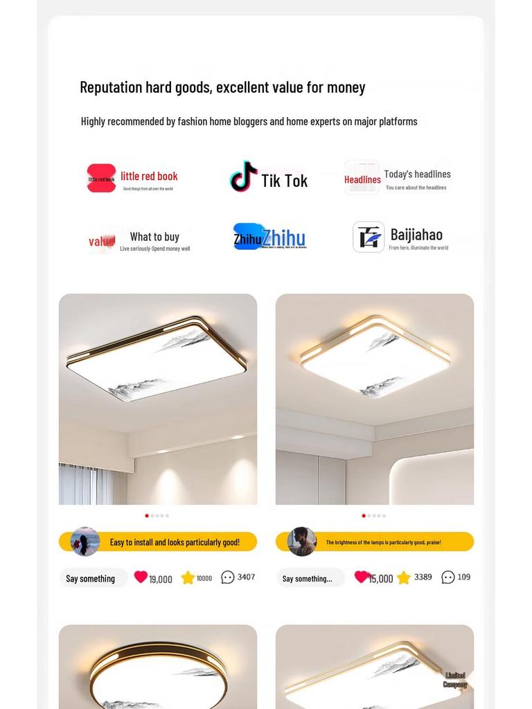 LED Square Ceiling Light - Super Bright for Bedrooms and Living Rooms, Modern 2025 Style, Ideal for Master Bedrooms and Restaurants.