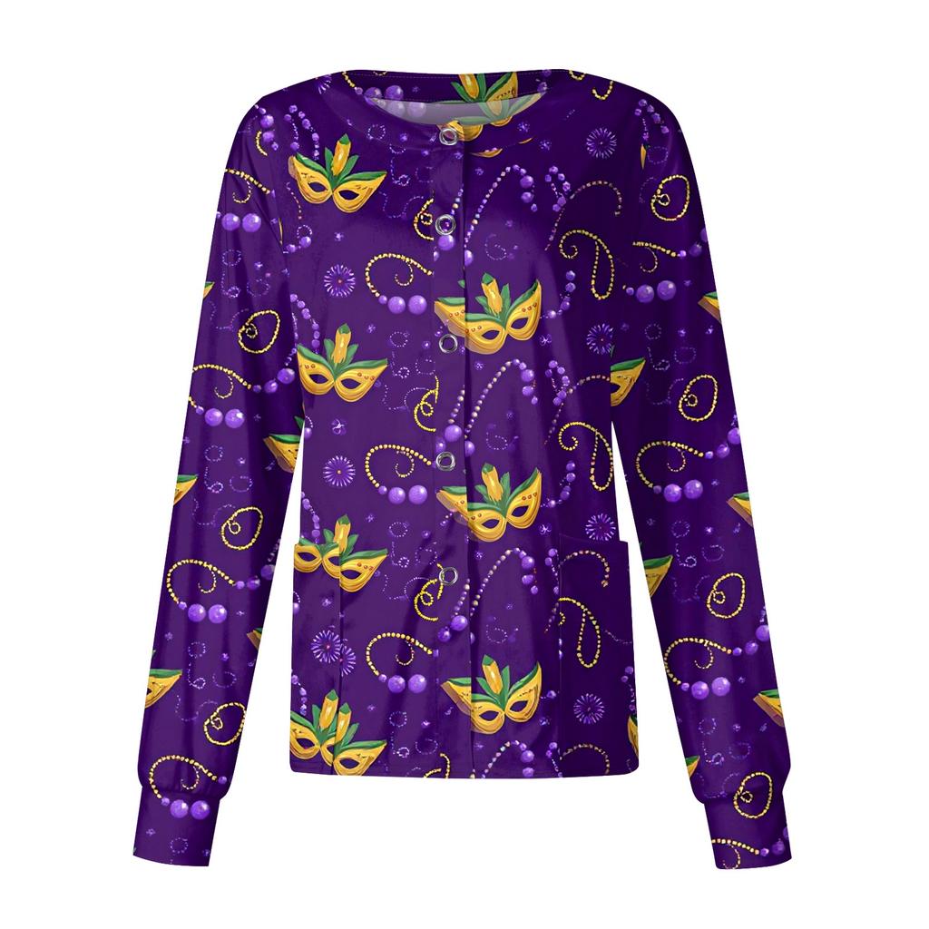 Women's Casual Long-sleeved Single-breasted Printed Protective Clothing Cardigan Top