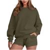 Women's Fashion Sportswear Casual Long-Sleeved Pullover Sweatshirt Drawstring Shorts Set