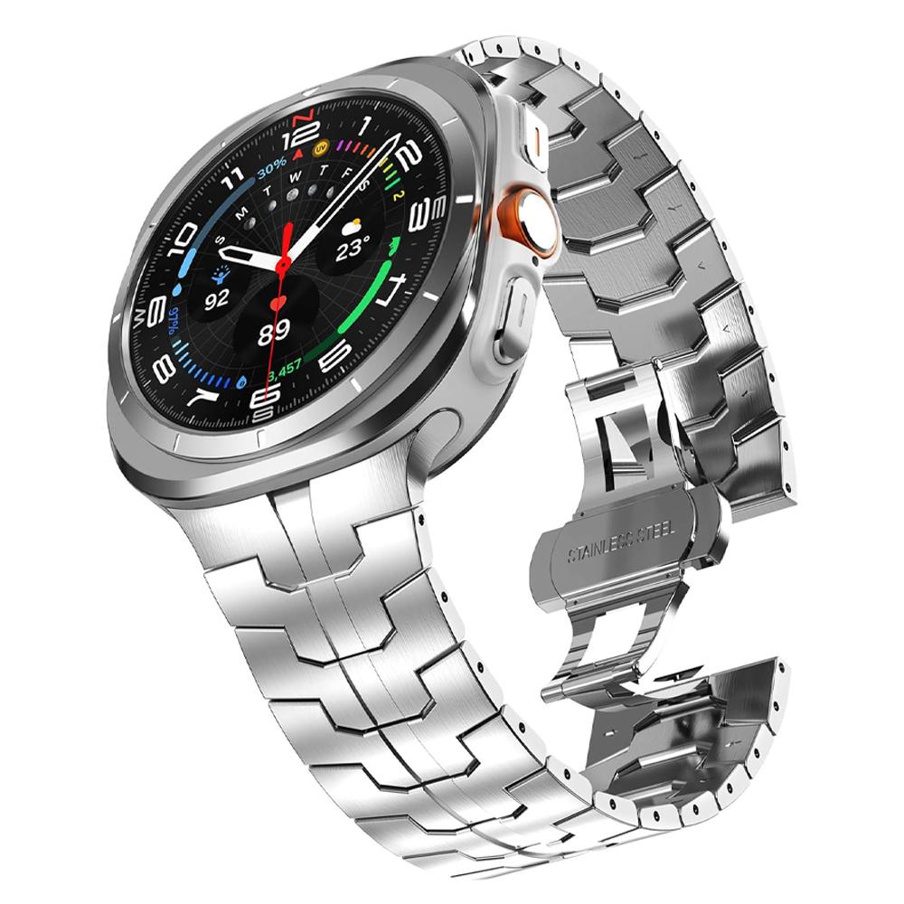 Schwarz Orange Edelstahlarmband für Samsung Galaxy 8 Classic 46mm Ultra 2025 Metallarmband für Galaxy 8 44mm 40mm Ultra 47mm