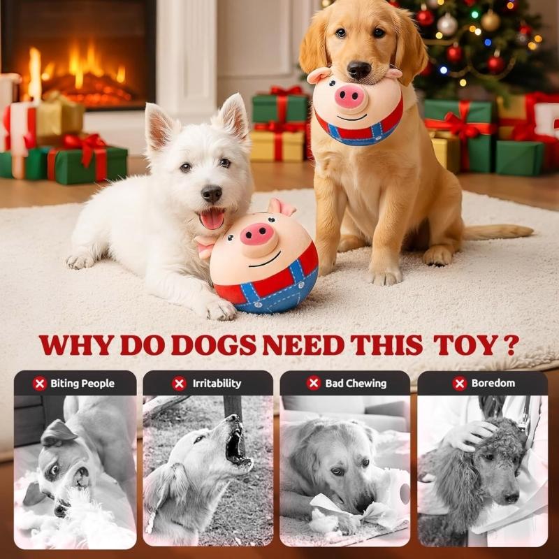 Vibrierendes Hundespielzeug Wiederaufladbarer Teaser für Haustierkatzen Hunde Interaktiver Plüsch-Schweinchenball mit Hüpfen und Soundeffekt
