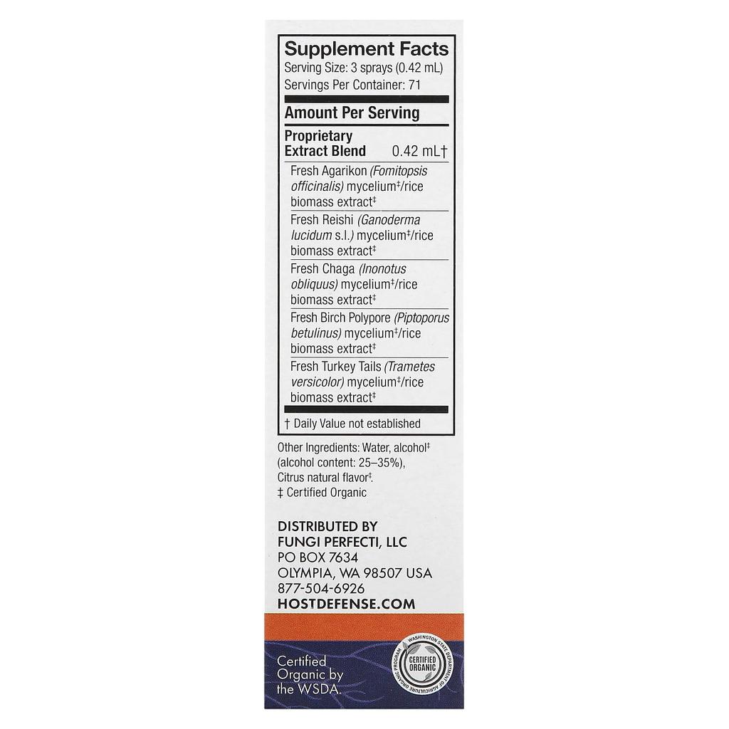 Mushroom, Mycoshield Spray, Citrus Flavor, 30Ml(1Fl Oz)