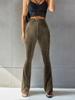 Women's Fashion Sexy High Waist Gold Velvet Ribbed Flared Pants