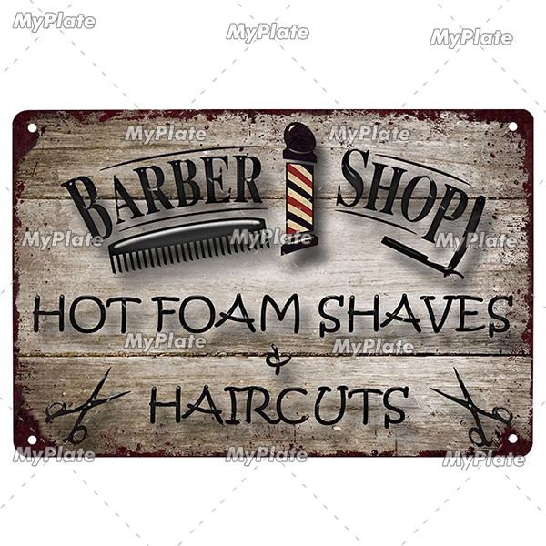 [MyPlate] BARBER BAR Metal Sign Vintage Plaque Tin Sign Plate Wall Decor For Bar Club Man Cave Art Painting Gift