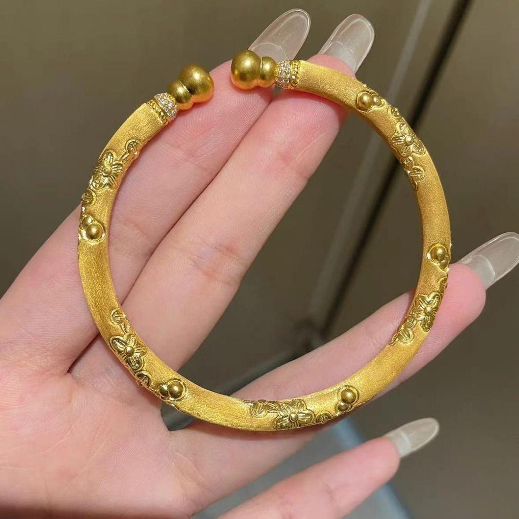 Vintage Sakura-Inspired Silk Gourd Bangle: Elegant Court-Style Bracelet Gift for Women