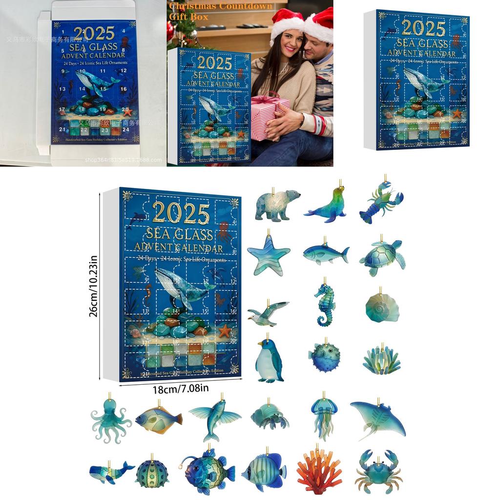 Marine Life Christmas Advent Calendar With Acrylic Figures For Festive Gift Giving