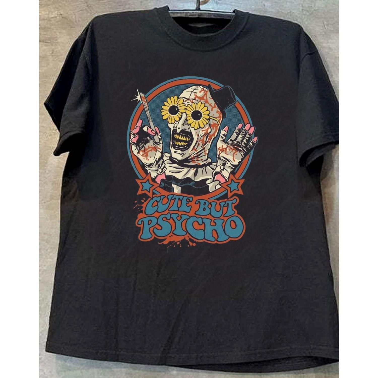 Terrifier Art the Clown Cute but Psycho T Shirt 90s Movie Fan Shirt XXXXL