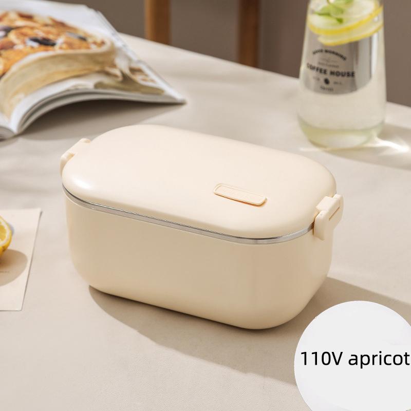 

110V/220V/12V Electric Water Free Rice Cooker Car Lunch Heating Constant Temperature Bento Box Food Warmer 1L CN абрикосовый