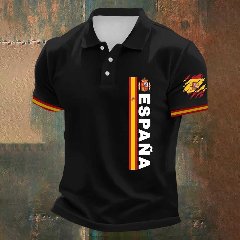 Men's Classic Polo Shirt Spanish Football Inspired Design Bullfighter and Bull Graphic Short Sleeve Casual Fit Top