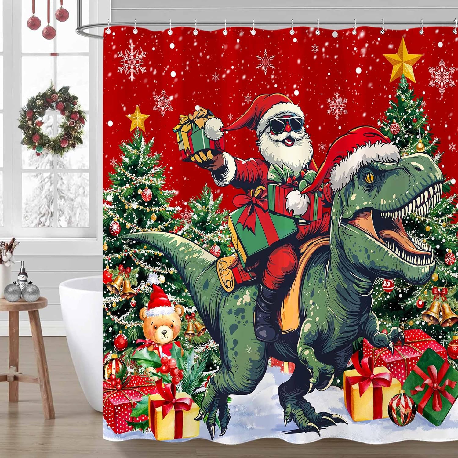 

Fowocu Colorful Tree Shower Curtain - Abstract Oil Painting, Cute Nature Art, Waterproof Polyester, Multicolor Bath Decor W60H190(CM)-1 Pcs