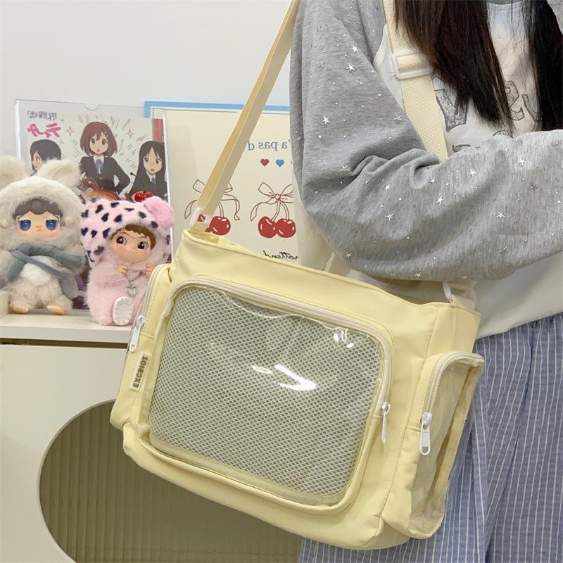 Preppy Style Large Capacity Shoulder Crossbody Bag Women Transparent Messenger Satchel Tote Book Bag Transparent Bar Pain Pack