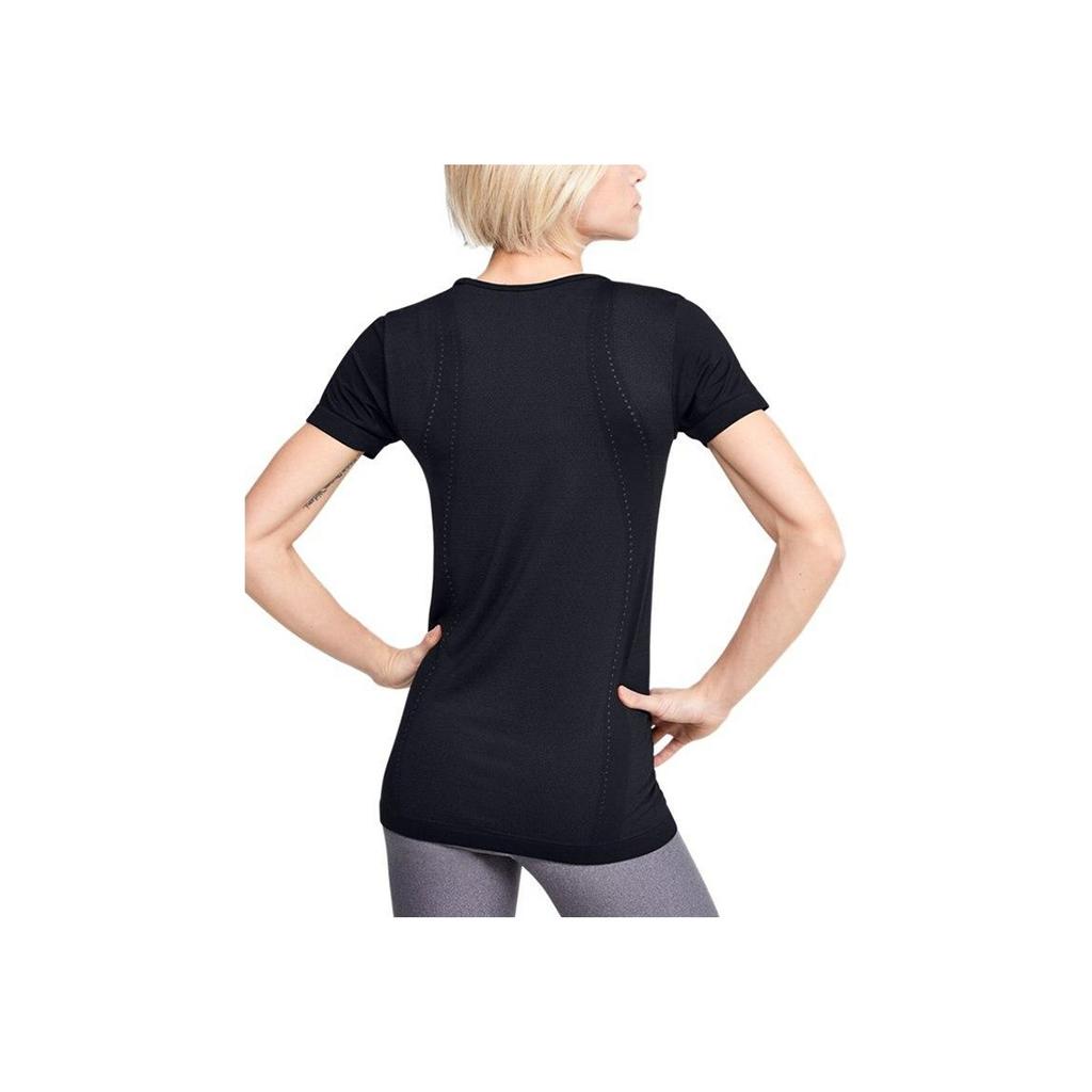 Under Armour Seamless Training Sports T-Shirt Women Tops Black 1351604-001