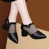 Schuhe für Damen 2024 Normales Leder Lässige Damen-Sommerschuhe Klobige Absätze Transparente Sandalen Durchsichtige spitze Zehenpartie Blockabsatz