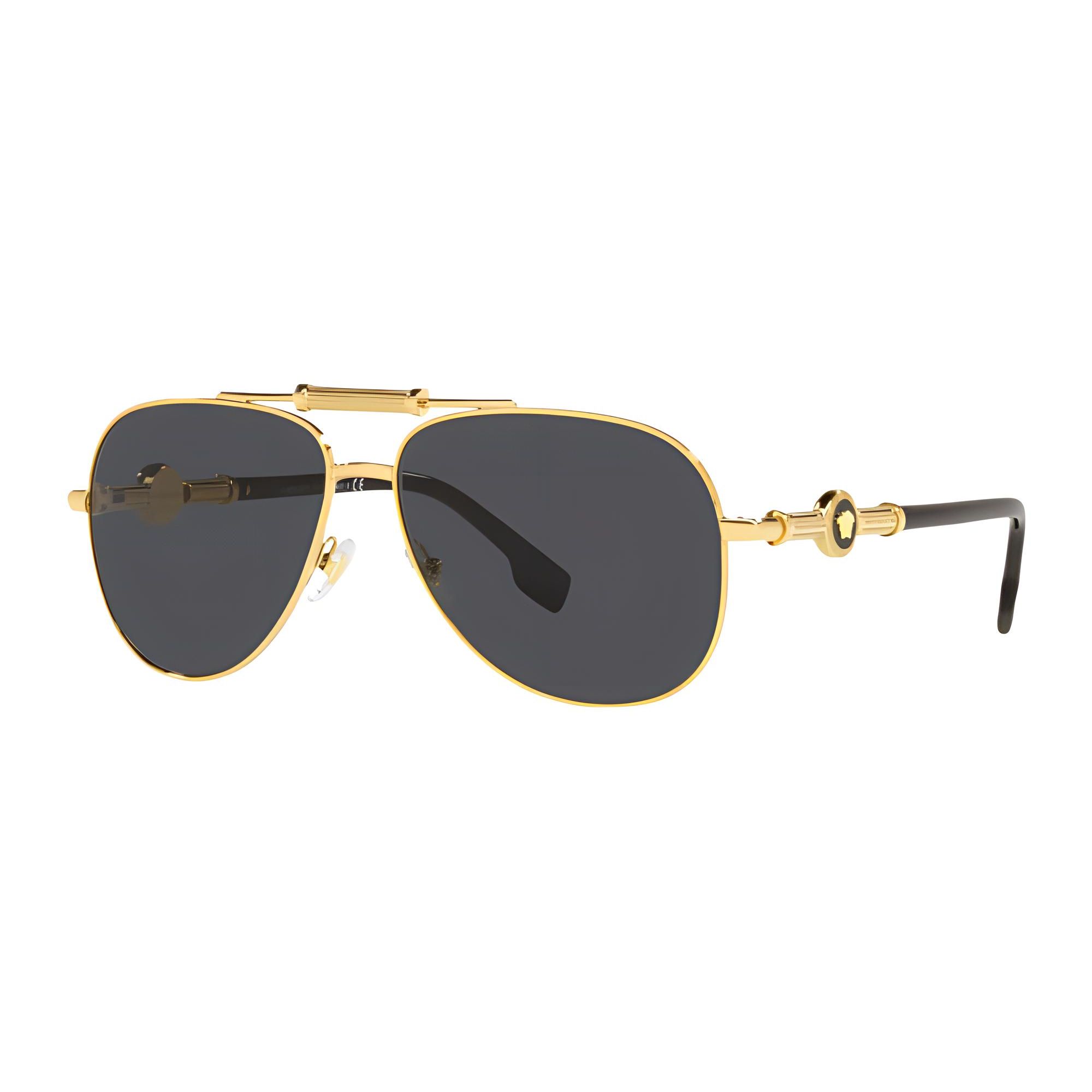 Versace Fashion Minimalist Pilot Style Metal Sunglasses Men sunglasses Gold VE2236100287 Gold,59