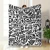 A Dense Black-and-white Pattern of Geometric Shapes, Lines, and Symbols. for All Seasons Blanket Lunch Break Throw Gift