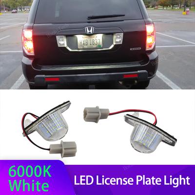 2pcs LED License Plate Lights Assembly for Honda Crv Fit Odyssey Jazz Hrv Frv CR-V Stream 12V SMD Number Lamp Xenon White 6000k