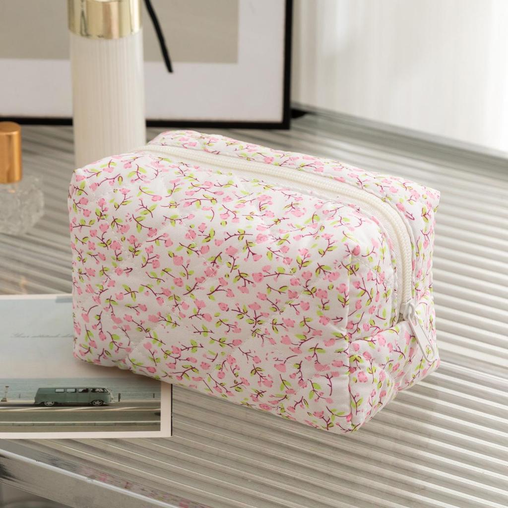 Módny štvorcový dámsky clutch taštička na make-up prenosná roztomilá dámska kozmetická toaletná taštička kabelka so zipsom s potlačou mašle