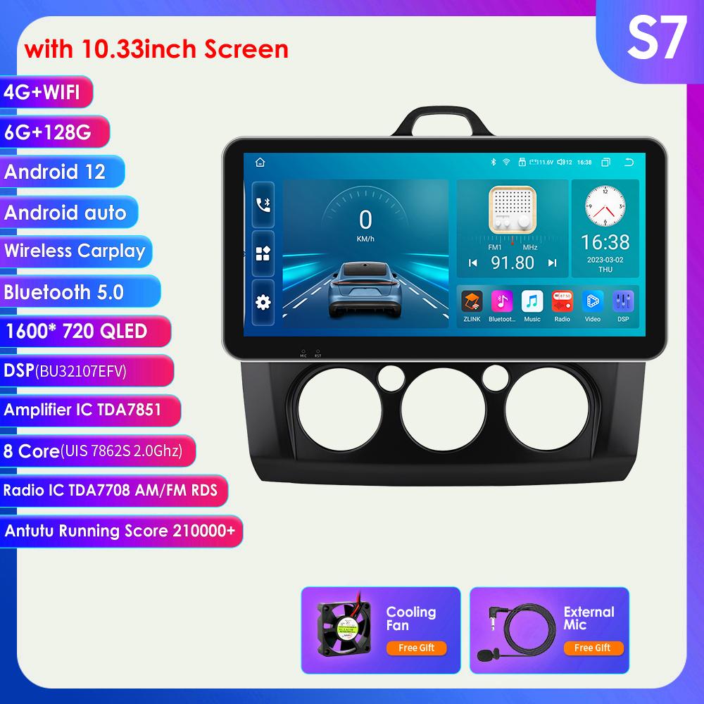 Radio samochodowe 9 "2 Din 4G-LTE WiFi dla Ford Focus Exi MT 2 3 Mk2 Mk3 2004-2011 odtwarzacz multimedialny Android 12 nawigacja GPS inteligentny ekran jednostka główna