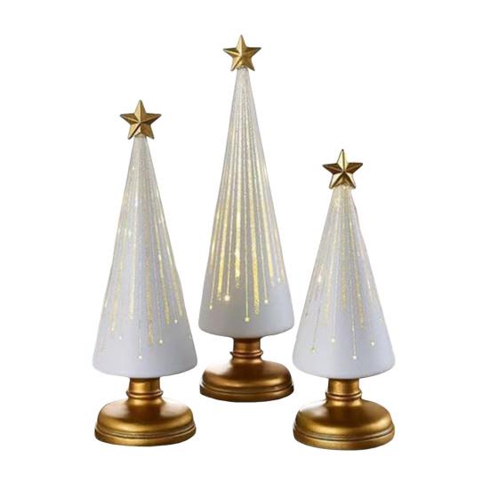 Twinkle Light Christmas Tree Illuminated Starry Night Resin Christmas Tree Ornament for Holiday Bedroom Dorm Tabletop Decor