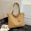 Nuova Borsa a Spalla Semplice in Paglia di Grande Capacità da Donna alla Moda e Versatile Borsa a Tracolla per la Spiaggia e per il Pendolarismo