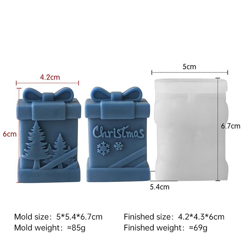 3D Santa Christmas Gift Box Silicone Mold DIY Aroma Candle Plaster Decoration Mould Christmas Chocolate Candy Molds