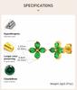 Heart Flower Emerald Green Zircon Stud Earrings Stainless Steel 18K PVD Gold Plated Tarnish Free Tiny Piercing Jewelry