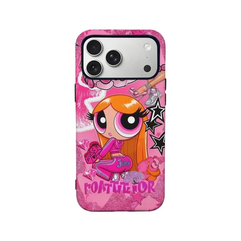 Luxury Clmj Cute The P-Powerpuffs Girls Phone Case for iPhone 17 16 15 14 13 12 11 X Air Pro Max Plus Double-layer Back Cover