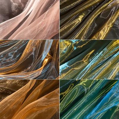 Tecido de Organza Tule Gradiente Duas Cores 2/3m Design de Roupa Vestido Casamento Tecido Criativo Material para Costura DIY