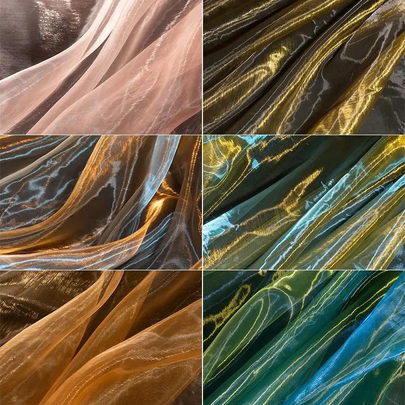 Tissu Organza Tulle Dégradé Bicolore 2/3m Matériau de Couture DIY Conception de Vêtements Robe Mariage Tissu Créatif