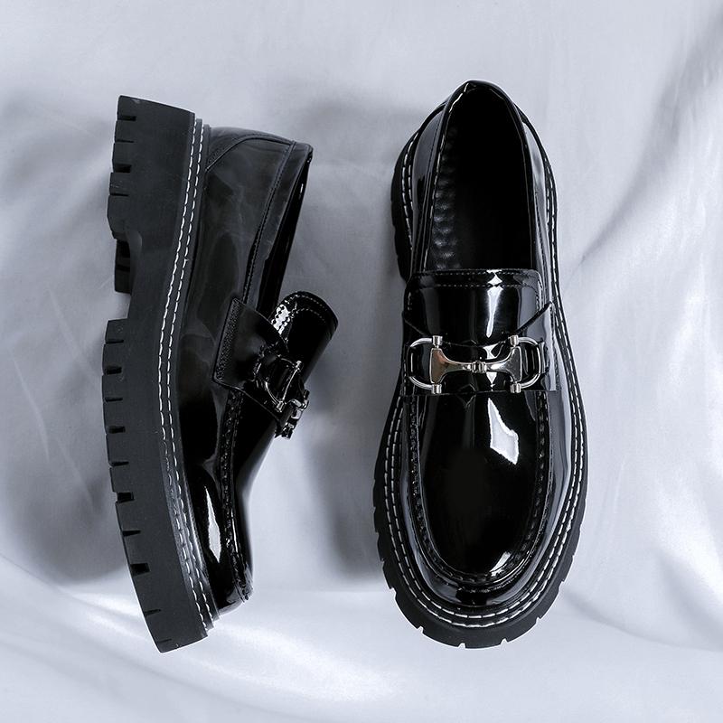 2025 British Style Mens Thick Sole Business Leather Shoes High Quality Leather Oxford  Anti-Slip Rubber Sole Wedding Men Loafers