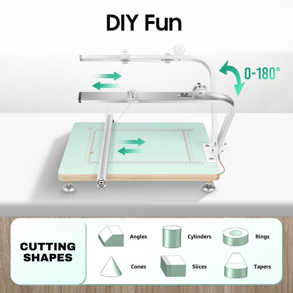 Wire Foam Cutter Machine, 72W 6-18V Adjustable Temp 32-572°F for DIY Craft, Precision Cutting Sponge, Pearl Cotton, KT Board