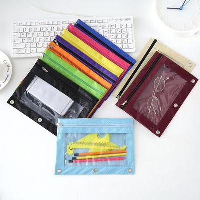 3 Ring Binder File Folder Colorful Fabric Binder Pouch with Clear Window